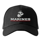 Marines Red Line Embroidered Hat Flexible Fit USMC Cover