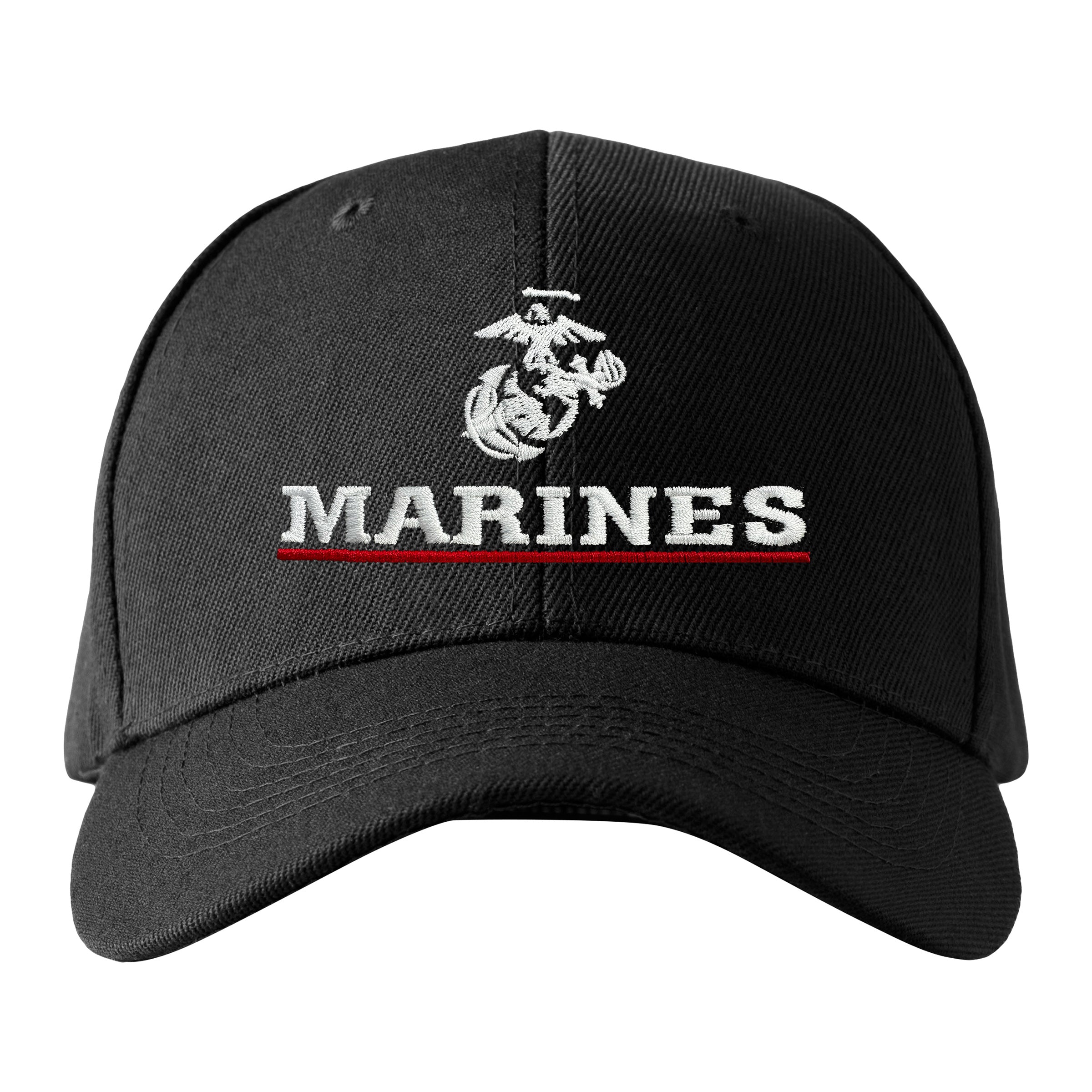 Marines Red Line Embroidered Hat Flexible Fit USMC Cover