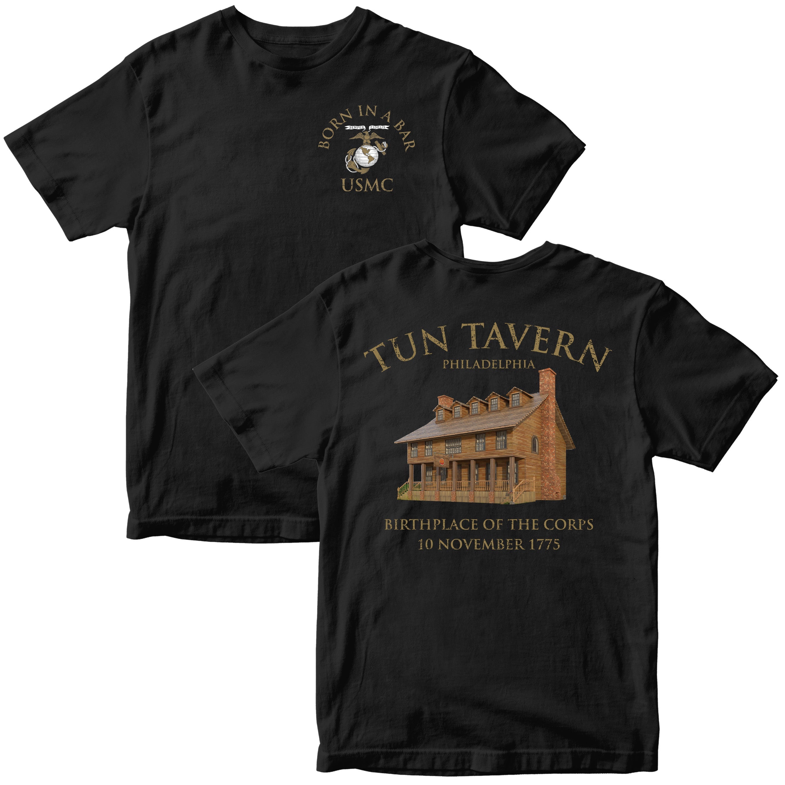 USMC Tun Tavern Born in a Bar T-shirt