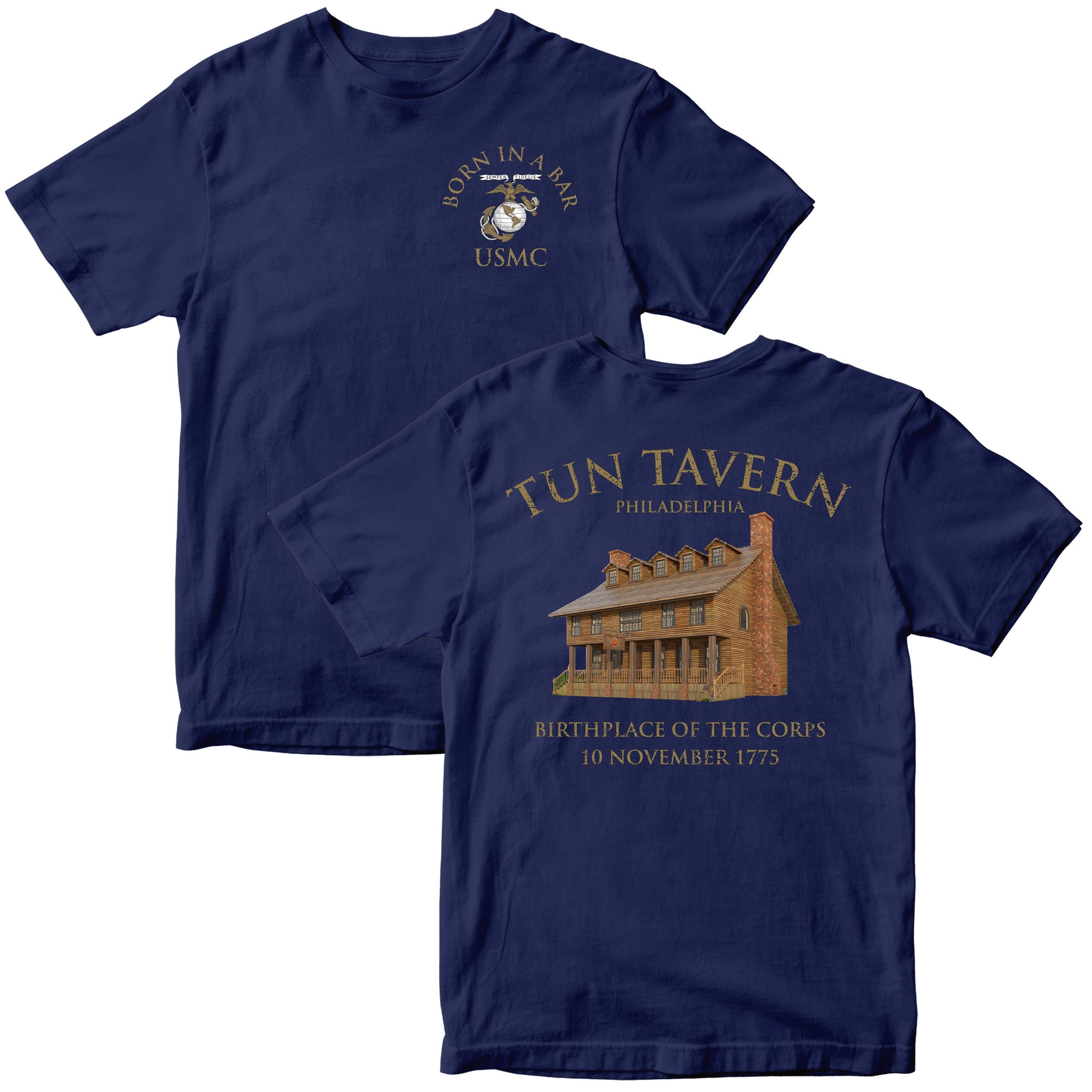 USMC Tun Tavern Born in a Bar T-shirt