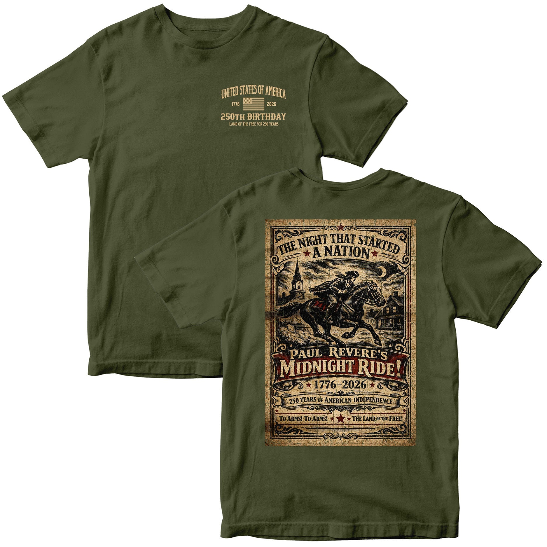 Paul Revere’s Midnight Ride - America's 250th Birthday T-Shirt