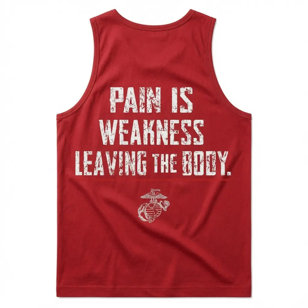 Menswear Soft Fabric Tank Top - "Pain Is Weakness Leaving The Body" Print