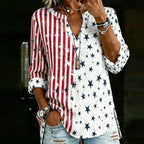 Women'S Retro Art American Flag Round Neck Top