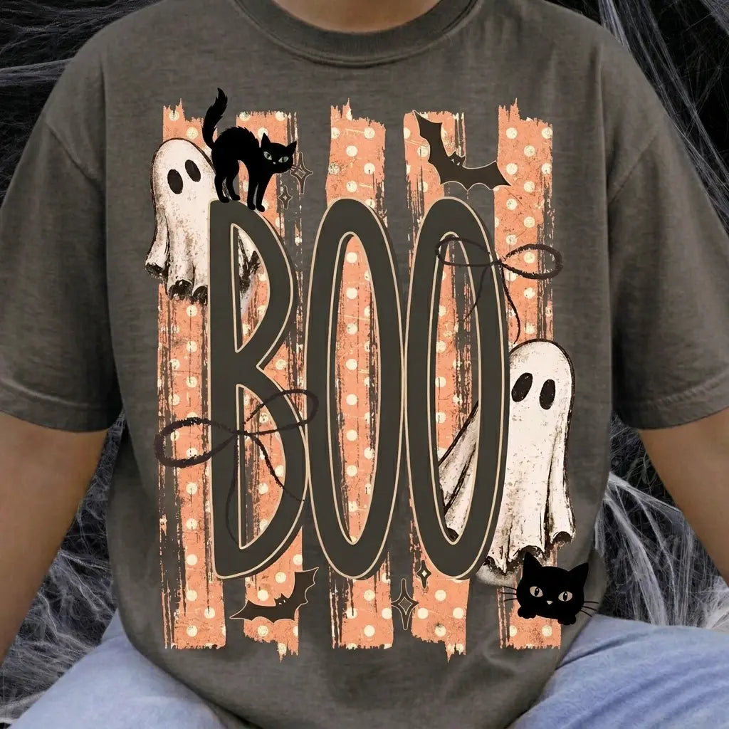 Cute Ghost Black Cat Graphic Tee