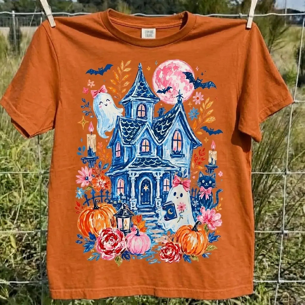 Cute Ghost Pumpkin Graphic Tee