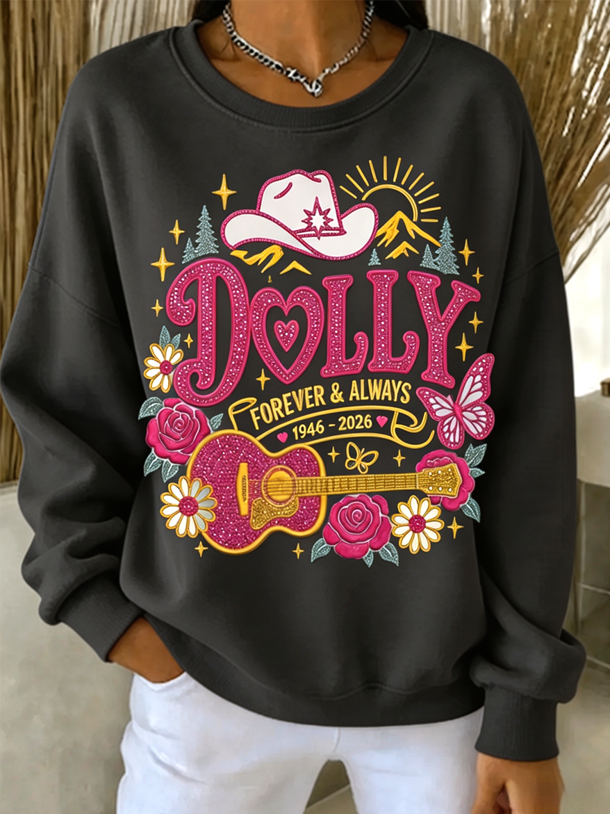 Women'S Commemorative Printed Round Neck Sports Top