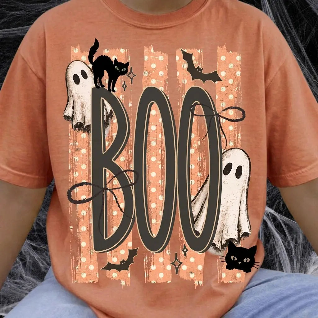 Cute Ghost Black Cat Graphic Tee