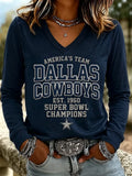 Women's Casual Dallas Cowboys Print T-Shirt