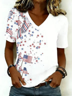 Women's USA Flag Star Patriotic V-Neck T-Shirt