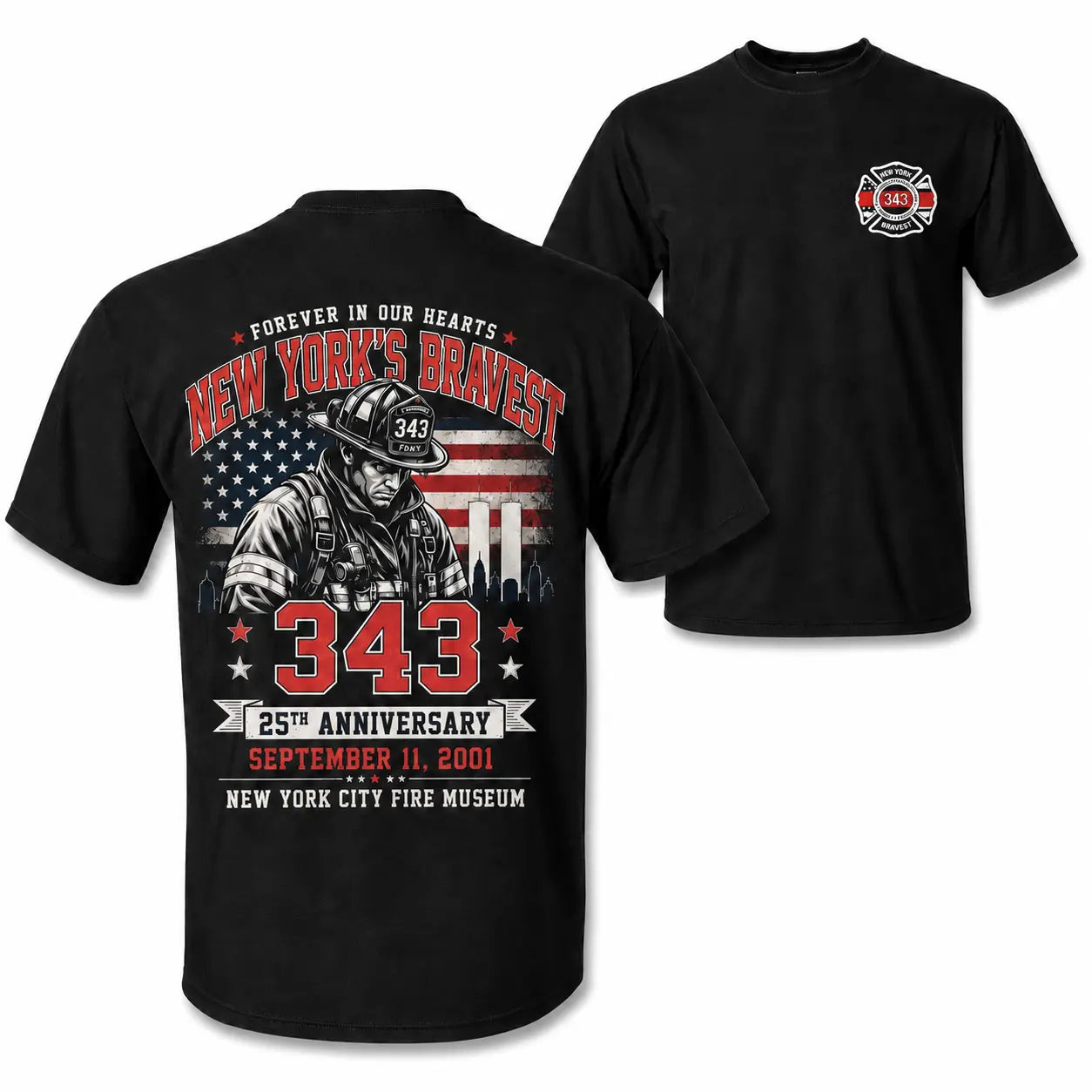 25th Anniversary Firefighter Tribute T Shirt