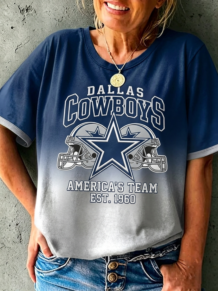 Women's Casual Dallas Cowboys Print T-Shirt