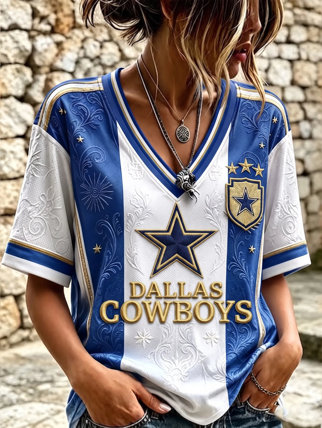 Women's Casual Football   Print T-Shirt