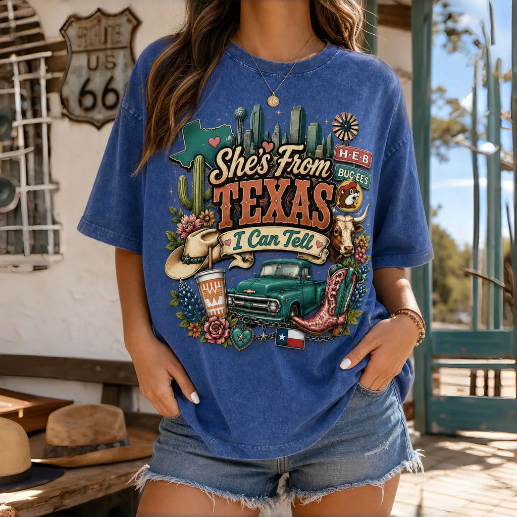 She’s From Texas” Vintage Wash Graphic Tee