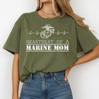 US Marine Mom Heartbeat T-Shirt – Proud USMC Mama Military Family Graphic Tee