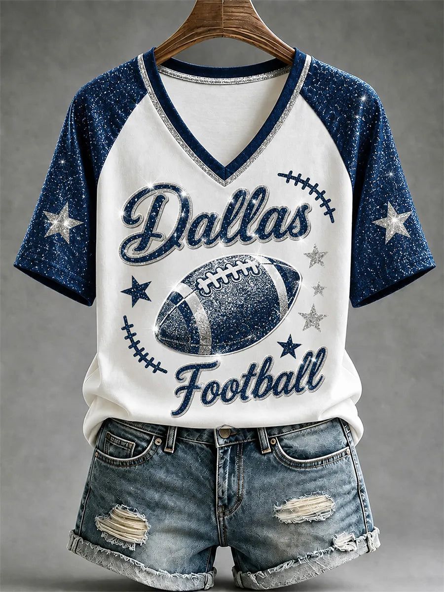 Women's Casual Football Print T-Shirt