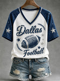 Women's Casual Football Print T-Shirt