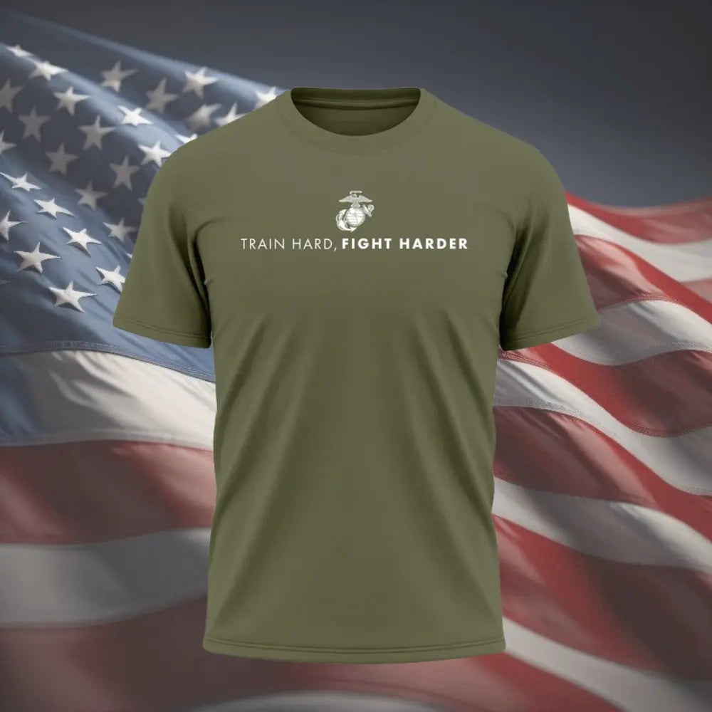 Marines "Train Hard, Fight Harder" Performance shirt United States Marine Corps Pride ,Made in USA