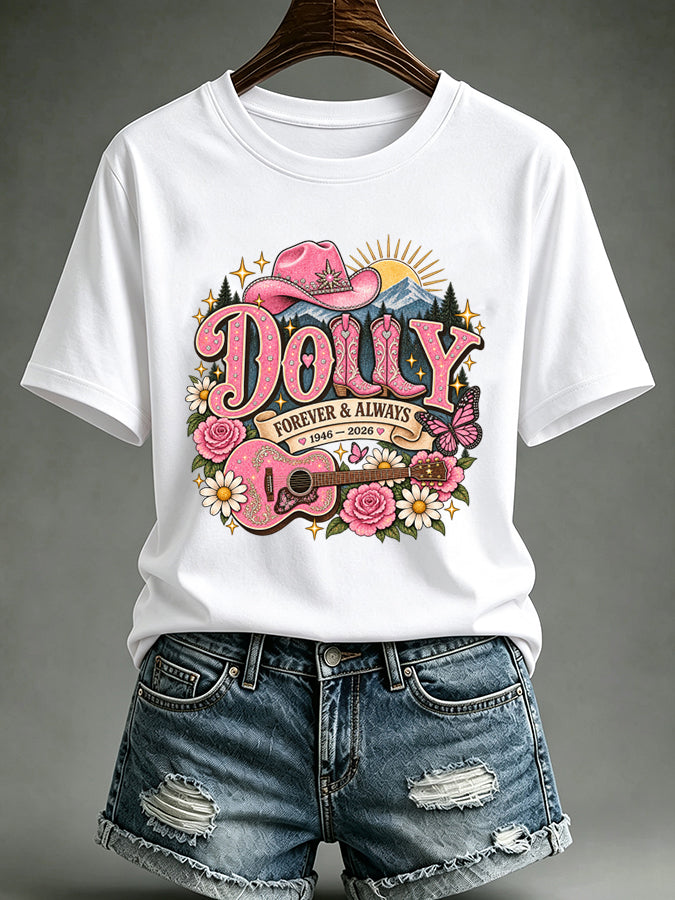 Women'S Retro Country Music Printed Casual T-Shirt