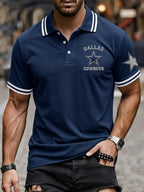Men's Casual Football Short-Sleeve Polo Shirt