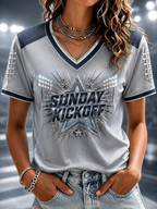 Women's Casual Football Print T-Shirt
