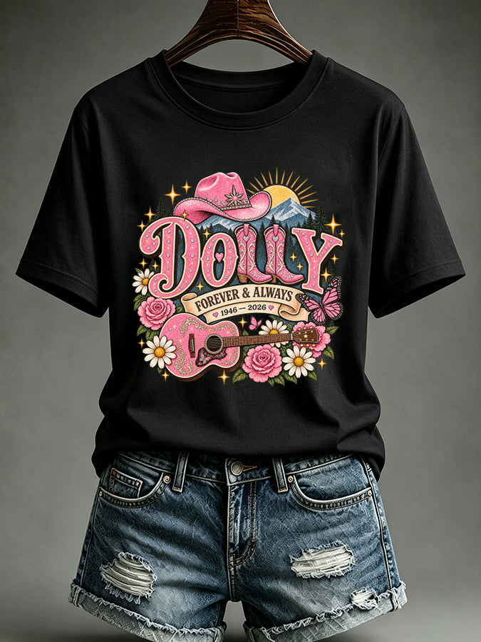 Women'S Retro Country Music Printed Casual T-Shirt