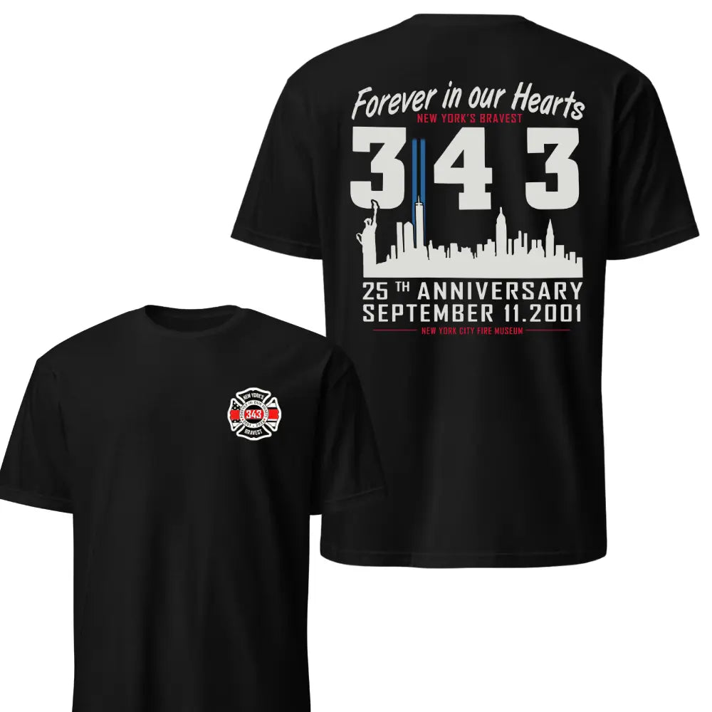 9/11 25th Anniversary Memorial Shirt — Honor 343 FDNY Heroes