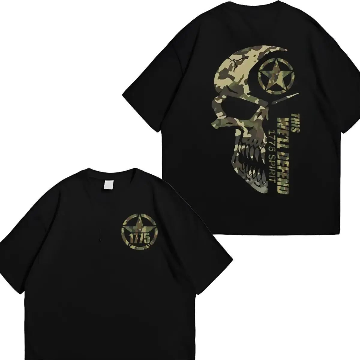 Gildan Men's Classic Soft Cotton Relaxed Fit Crew Neck Ribbed Short-Sleeve T-Shirt - U.S. Army Theme "This We’ll Defend" Graphic, Streetwear Casual Top, Cotton Fabric, All Seasons Proud Gift for Veterans, Graphic Print, Shortsleeve Tee, 100% Cotton