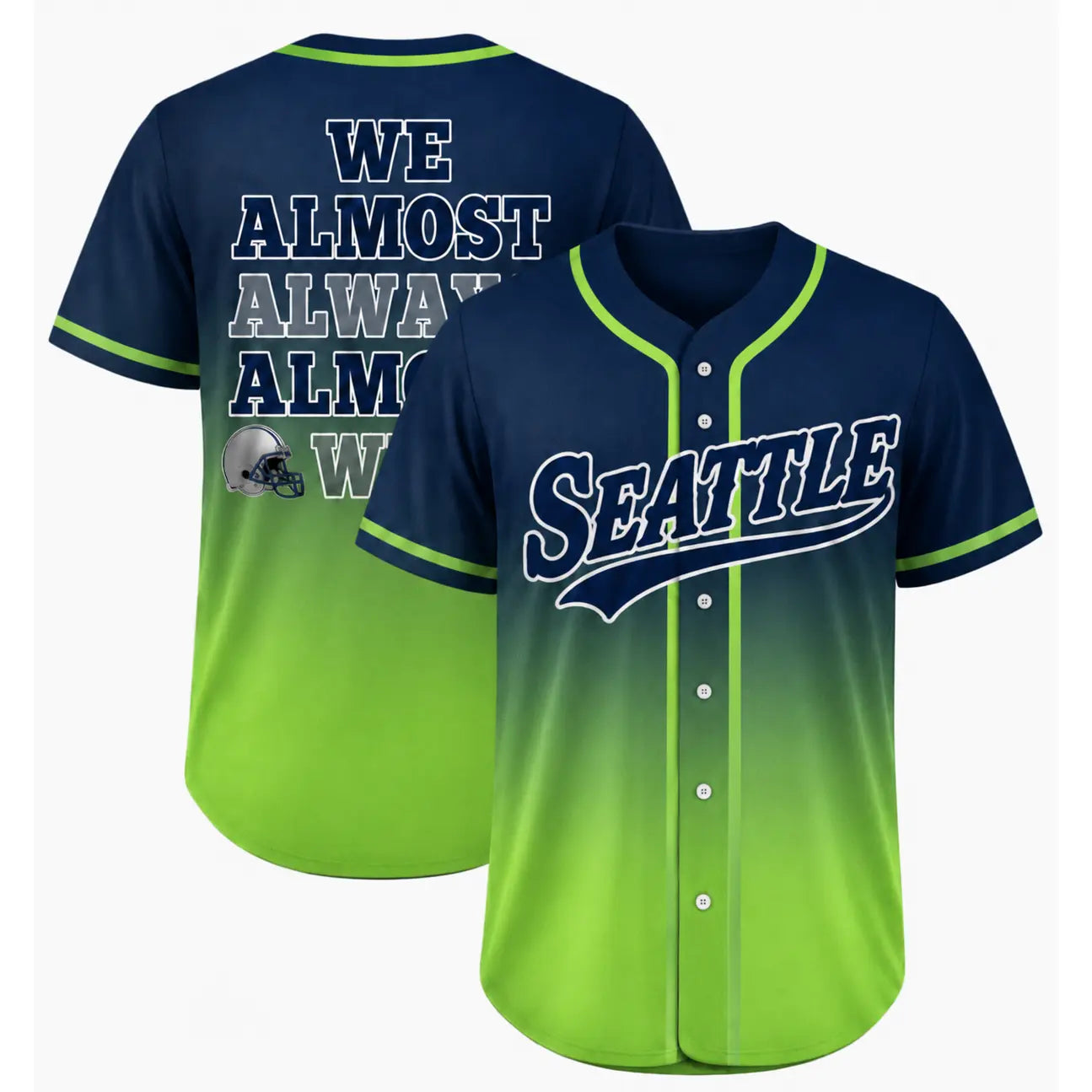 Football Fan Gradient Ombre Baseball Jersey