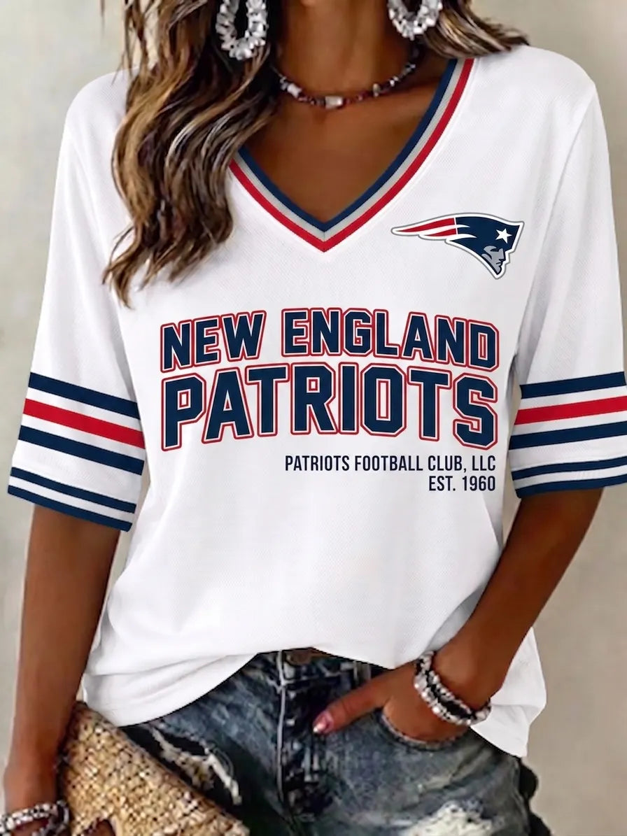 Women's Casual Football Print T-Shirt