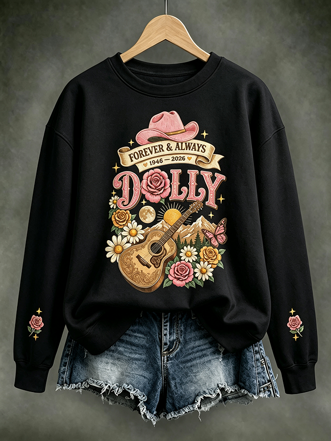 Women'S Commemorative Printed Round Neck Sweatshirt