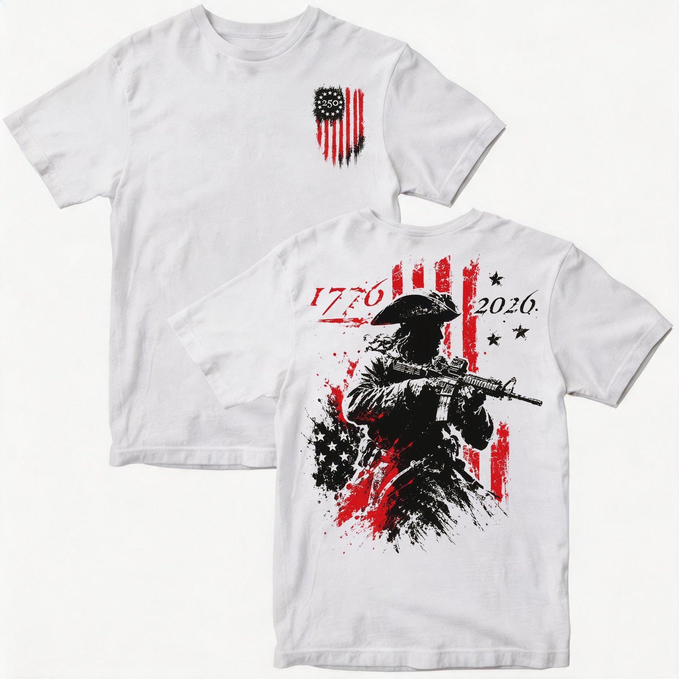 250th Anniversary Distressed American Flag 2-sided Shirt