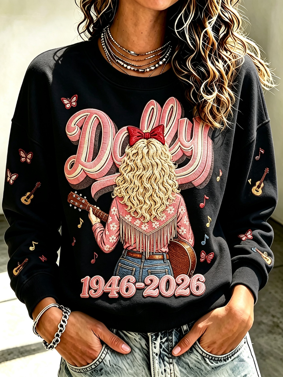 Women's Commemorative Printed Round Neck Swearshirt
