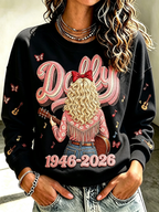 Women's Commemorative Printed Round Neck Swearshirt