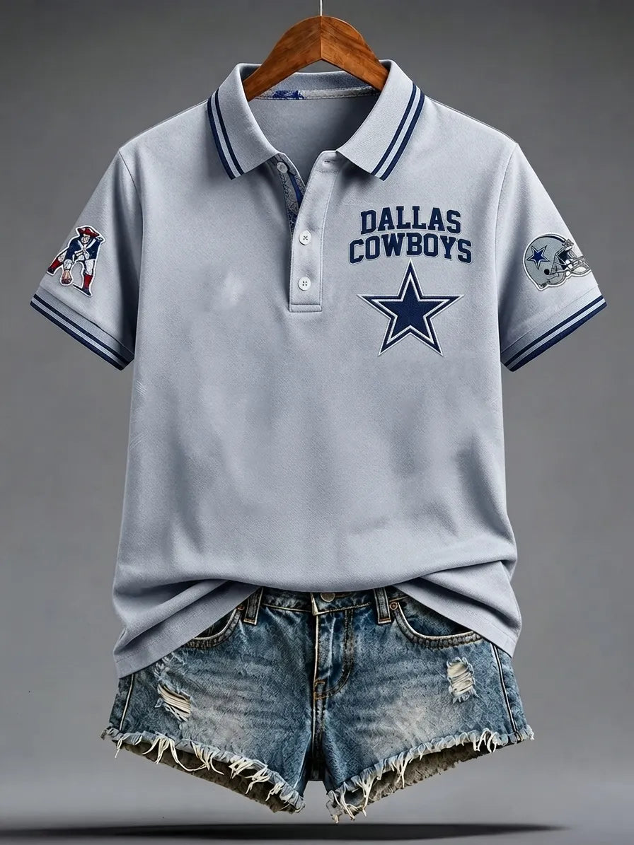Women's Casual Football PrintPolo Shirt