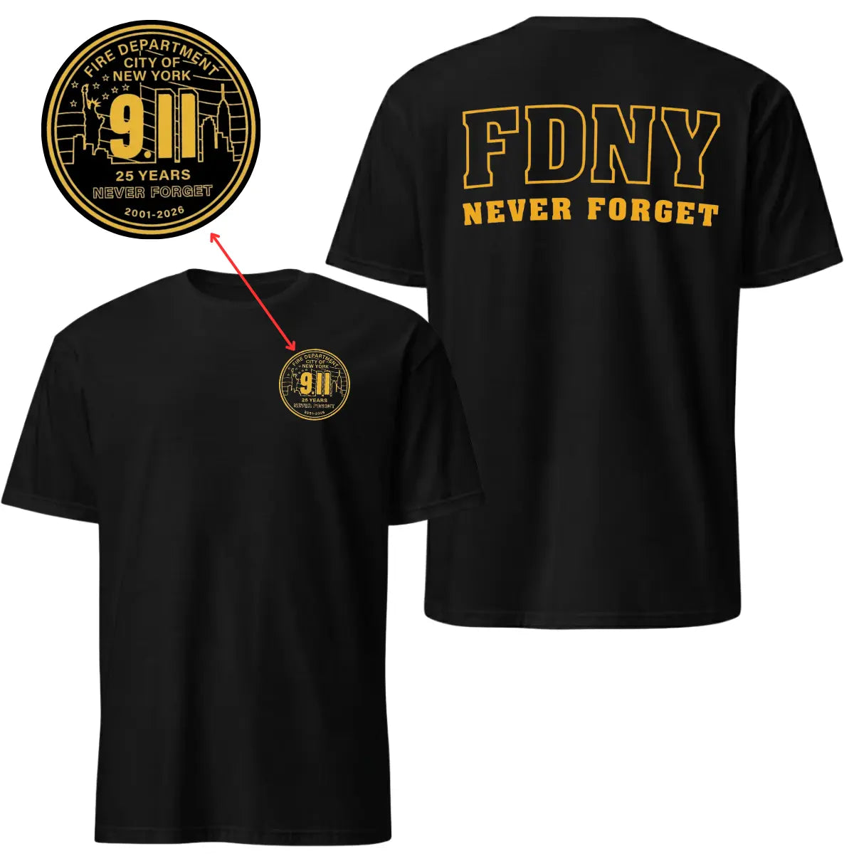 343 Firefighters FDNY 9.11, 25 Years Never Forget Shirt - 2001-2026 Memorial Tee