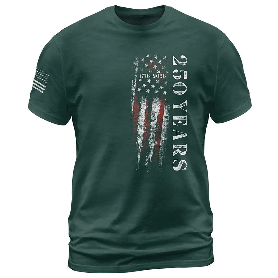 250 Years Vertical Flag T-Shirt – Vintage USA Independence 1776–2026