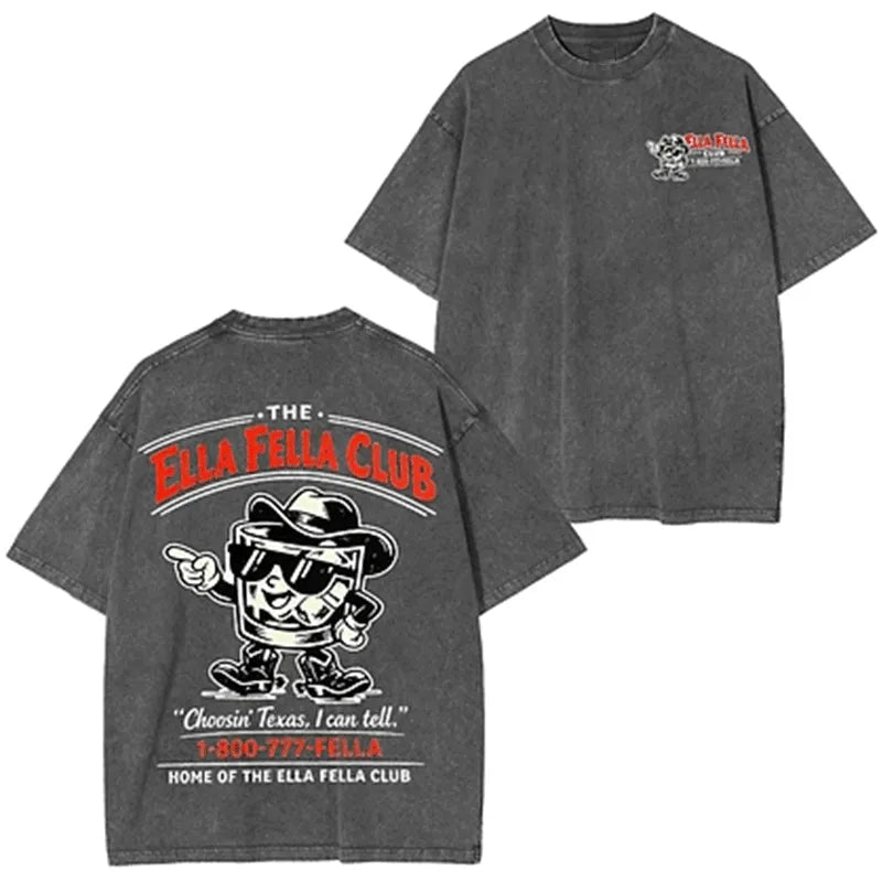 Retro 1-800-777-FELLA - Graphic Trendy Washed Tee