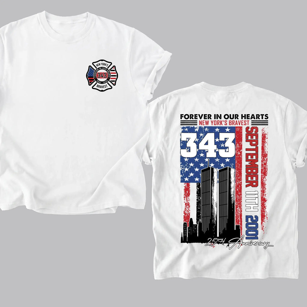Forever In Our Hearts 343 Hero 9/11 25th Anniversary Shirt