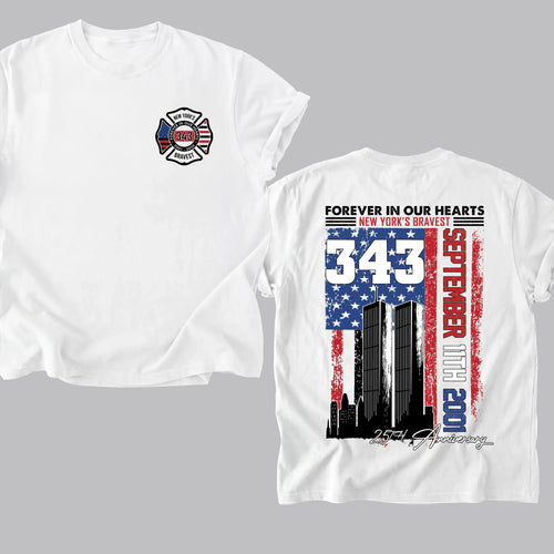 Forever In Our Hearts 343 Hero 9/11 25th Anniversary Shirt