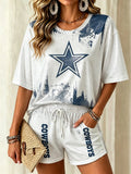 Women's Football Print Shorts Set