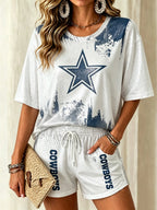 Women's Football Print Shorts Set