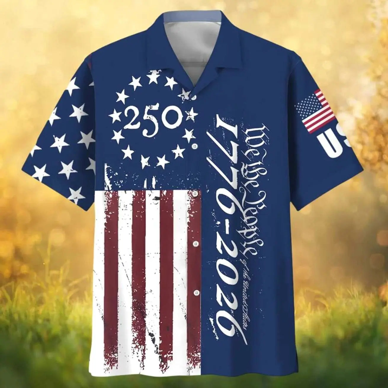 Retro Hawaii 250 Years of Freedom 1776 - 2026 Eagle Patriotic Shirt Statue Of Liberty, US Flag, Liberty Bell, 250th Anniversary Hawaiian Shirt 9I4