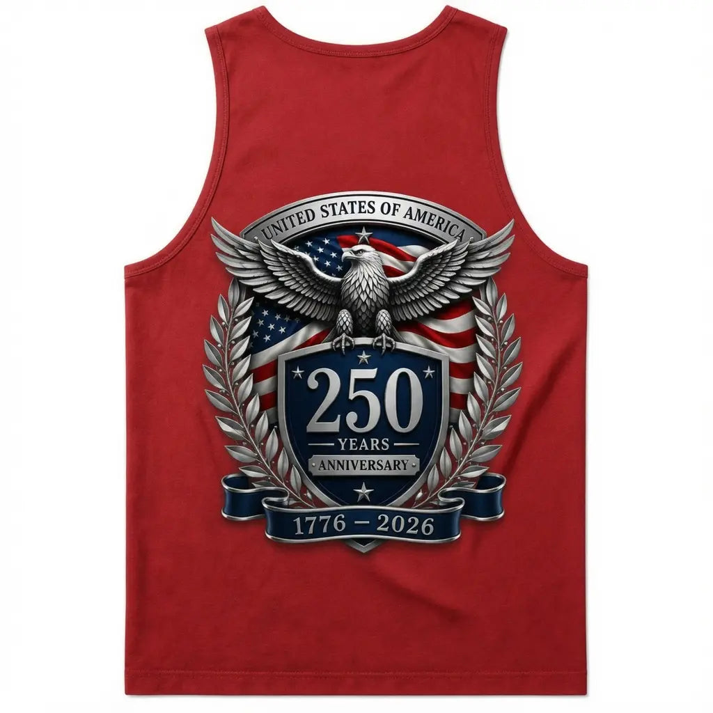 Men's Soft Fabric Outdoor Tank Top - USA 250 Years Anniversary Print