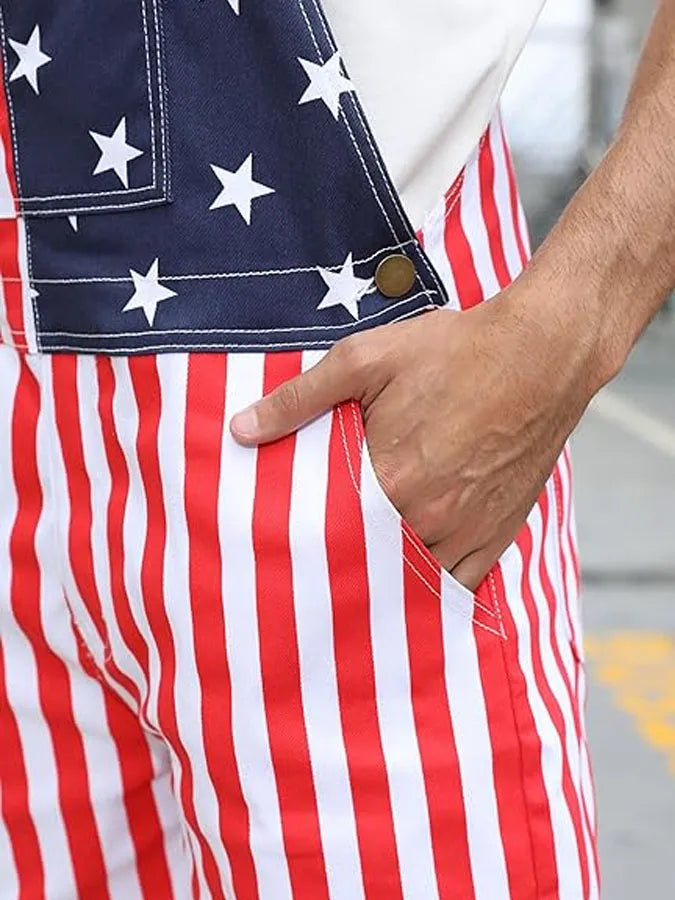 Unisex Retro American Flag Independence Day 250Th Anniversary Commemorative Classic Print Adjustable Shoulder Strap Waistband Shorts