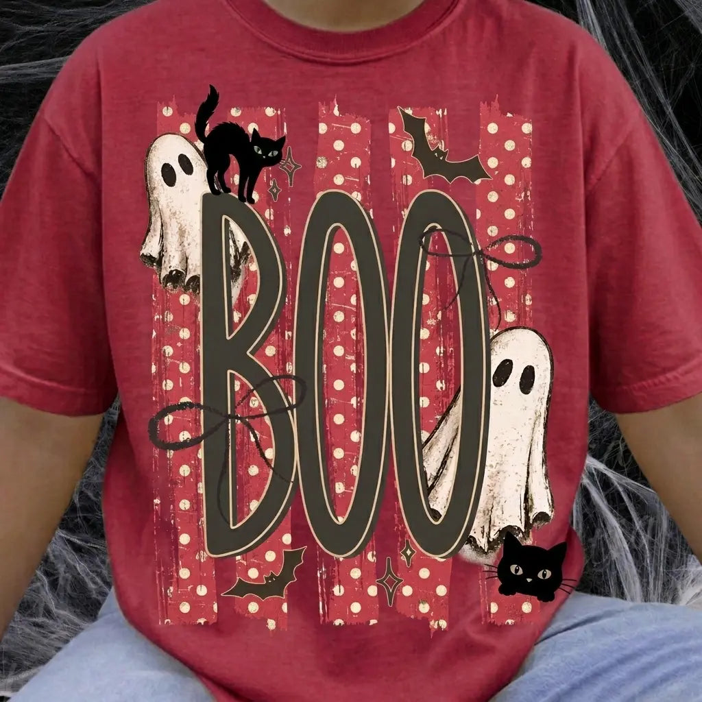 Cute Ghost Black Cat Graphic Tee
