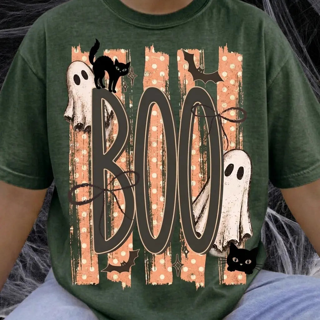 Cute Ghost Black Cat Graphic Tee