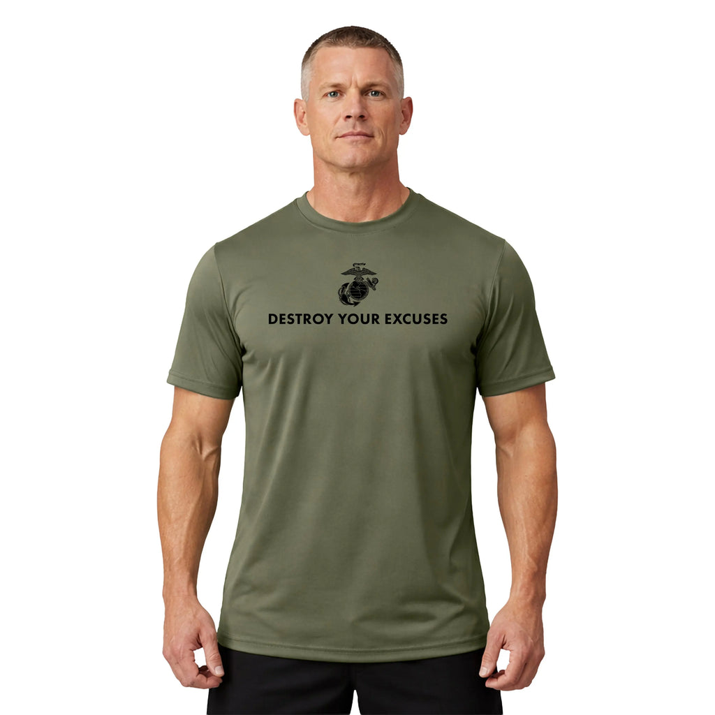Marines "Destroy Your Excuses" Performance shirt United States Marine Corps,Made in USA