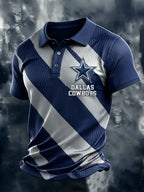 Men's Casual Football Short-Sleeve Polo Shirt