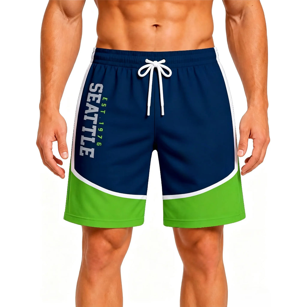 Football Fans Board Shorts With Lining Men Swim Trunks