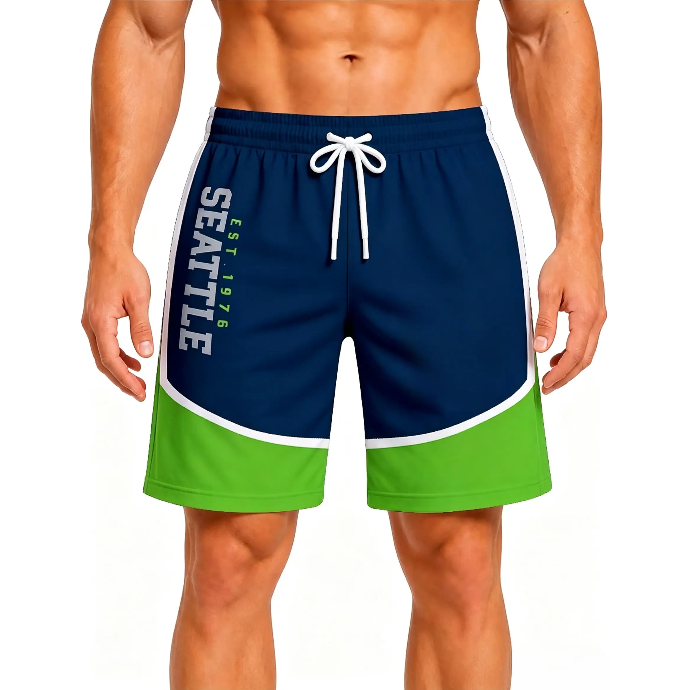 Football Fans Board Shorts With Lining Men Swim Trunks